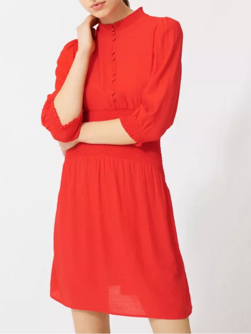 Maje Ritha Rouje Red Smocked Dress